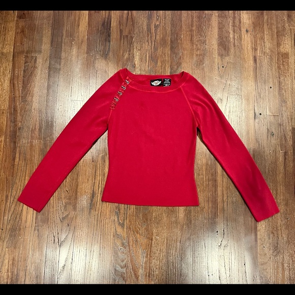 Harley Davidson Hook & Eye Long Sleeve Blouse - Picture 2 of 7